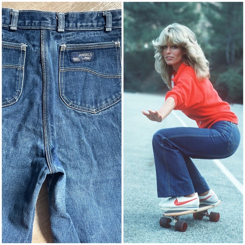 Vintage 70s Angel Wings Denim High Waisted Jeans